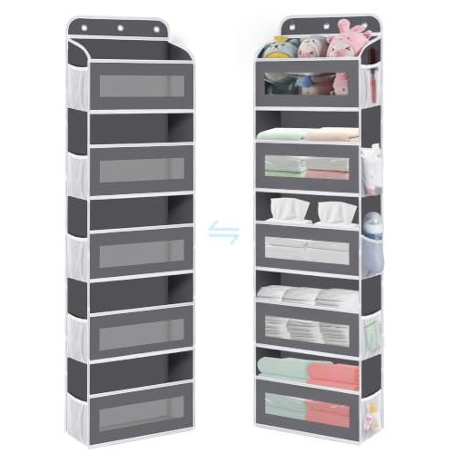 KYEVIS Over The Door Organizer, 5 Shelves Closet Door Hanging Storage and Organizer with 10 Mesh Pockets, Nursery Closet Organizer, Baby Essentials, Stuffed Animal Storage