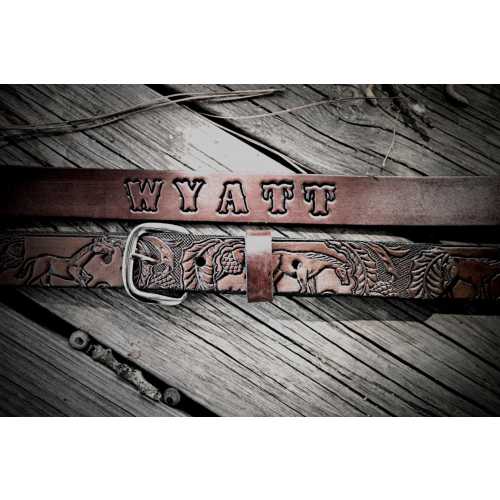 Little Cowboy Belt with Tooled Horses and Child's Name Included!