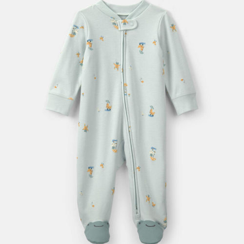 Baby 2-Way Zip Frog & Duck Cotton Sleepers - Green | Carter’s Oshkosh Canada
