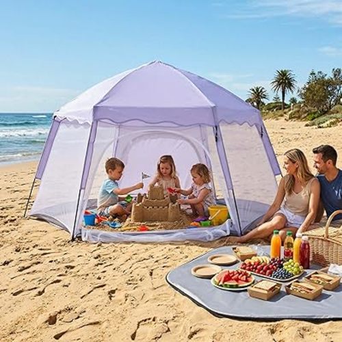 Porayhut Large Pop Up Play Tent for Kids, 78" Instant Toddler Playhouse with Removable Floor & UV50+ Sun Shade, 360° Mesh Mosquito-Free Tent for Indoor Outdoor Beach Backyard, Fits 4 Kids