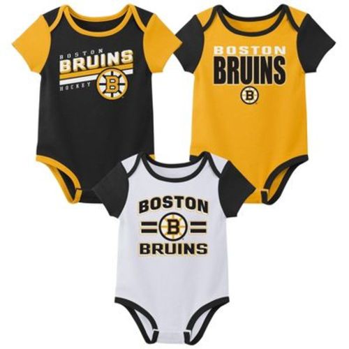 NHL Boston Bruins Infant Boys' 3pk Bodysuit - 6-9M