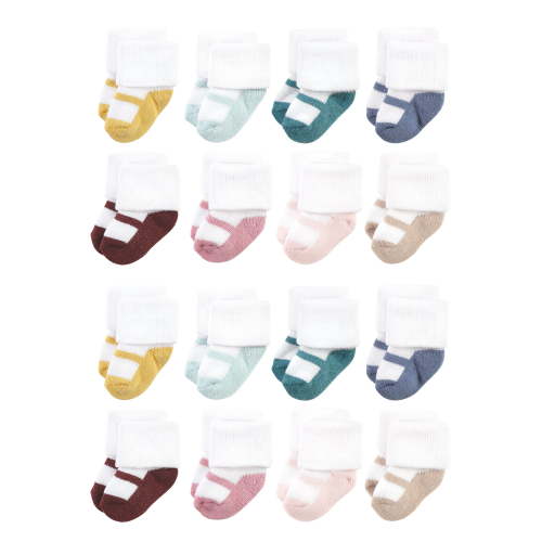 Hudson Baby Cotton Rich Baby Terry Socks 16-Pack, Soft Earth Tone Shoes, 0-6 Months
