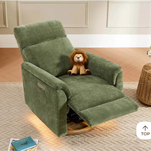 Lulla Power Swivel Nursery Glider Recliner with Power Headrest and Nightlight