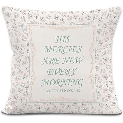 Christian Scripture Throw Pillow Cover 18x18 Inches, Baby Girl Nursery Decor, Religious Bible Verse Decorative Pillowcase Cushion for Baby Little Girls Room Bedroom Decor Pillow Cover
