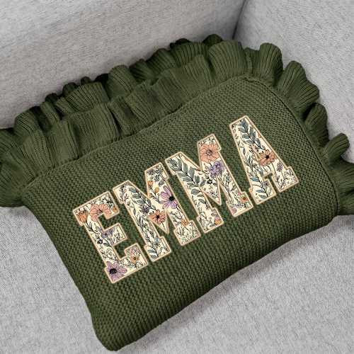 Personalized Embroidered Baby Blanket, Baby Floral Applique Blanket, Baby Knit Blanket, Newborn Gift For baby Girl, First Birthday