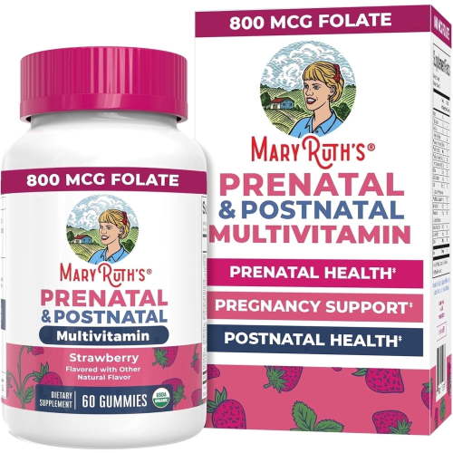 MaryRuth's Prenatal Postnatal Multivitamin Gummies for Women Organic Strawberry Vegan 60 Count HSA/FSA Eligible