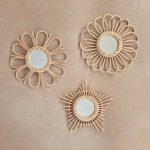 Handmade Rattan Mirrors - Set of 3