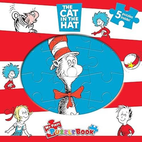 Dr. Seuss The Cat in the Hat My First Puzzle Book - Jigsaw Puzzles for kids, 10-page board book, 5 puzzles to enjoy