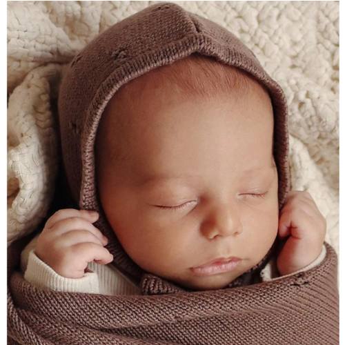 Organic Pointelle Swaddle Blanket + Hat hospital set