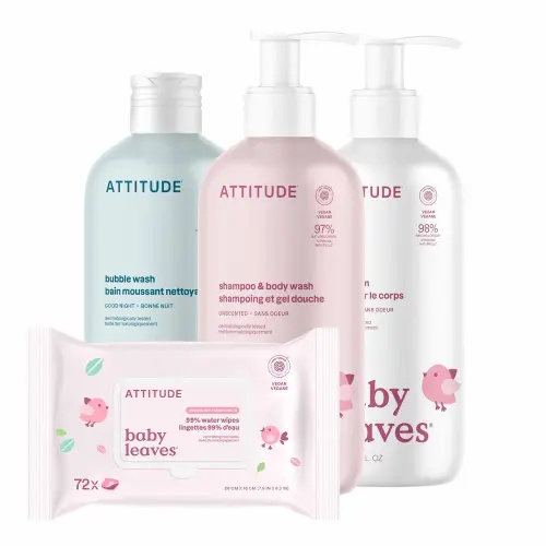 Baby Bath Essentials Kit – Bubble Bath, Lotion, Wipes & Shampoo | ATTITUDE