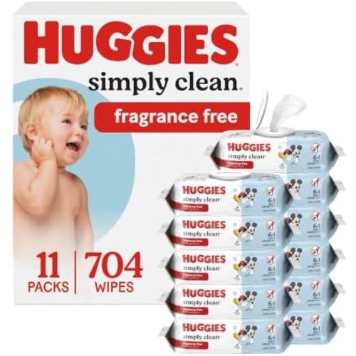 Huggies Simply Clean Baby Wipes, Unscented, 11 Packs, 704 Wipes