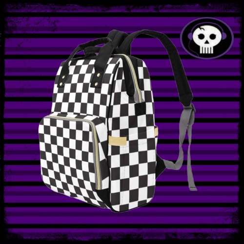 Goth Diaper Bag Backpack | Checkered Backpack | Goth Baby Shower Gift | Gothic Backpack | Emo Backpack | Dark Academia Backpack