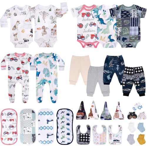 30 Piece Newborns Layette Gift Set for Boys, 0-6 Months Baby Boy Clothes, Infant Sets Essentials, Baby Shower