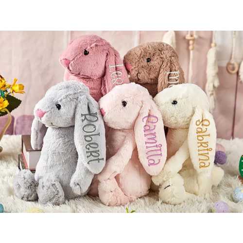 Embroidered Bunny Rabbit,Personalised Bunny Rabbit Toy,Custom Monogrammed Bunny Rabbit,Bunny Soft Plush Toy,Flower Girl Gift,Christmas Gift