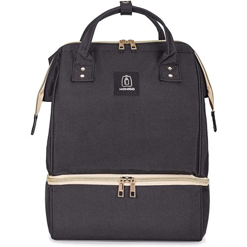 MOMIGO Breast Pump Backpack - Cooler and Moistureproof Bag Double Layer for Mother Outdoor Working Backpack with USB Charging Port, Large (Black)