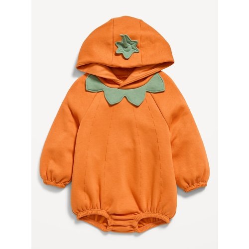 Hooded Pumpkin Critter Fleece One-Piece Romper for Baby