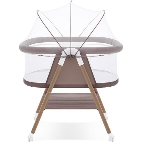 GYARING Baby bassinets,3 in1 Baby Crib, Sturdy, Portable & Easy to Assemble,Mosquito net and Portable Bag Included. (Khaki)