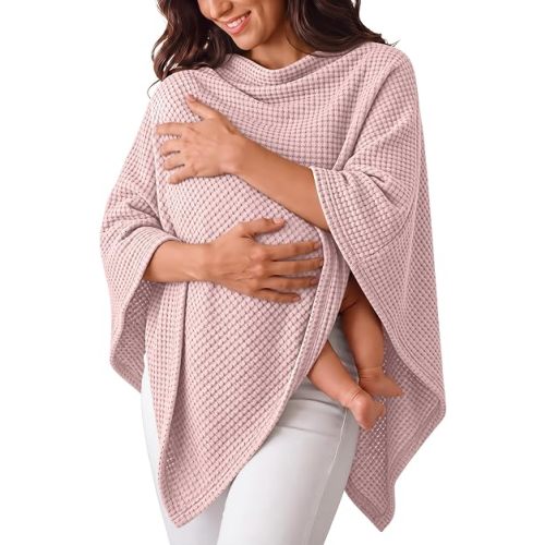 Women Nursing Cover for Breastfeeding Nursing Poncho Pink