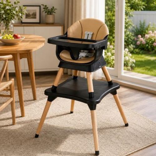 9-in-1 Convertible High Chair with Solid Wood Legs for Babies and Toddlers, Black