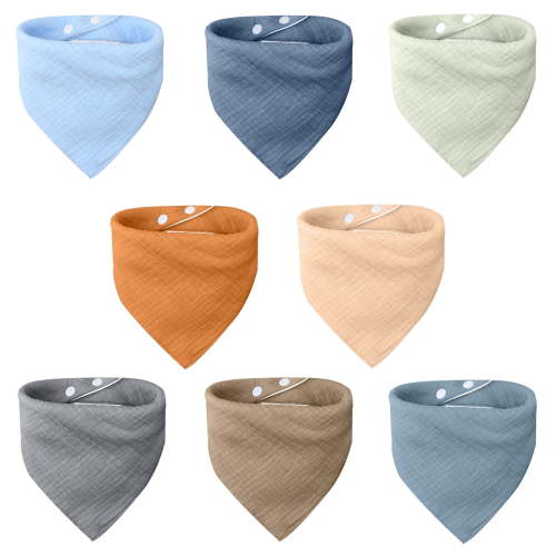 Muslin Baby Bibs for Girls Boys,Muslin Drool Bibs,Soft Cotton Absorbent Bibs for Drooling,Bibs for Baby Boy,Girls Bibs 8 Pack