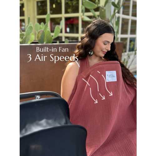 The Nursing Cool Cover | Built-in Fan | Keep Baby Cool While Breastfeeding | Breathable Nursing Cover for Summer | Baby Shower Gift