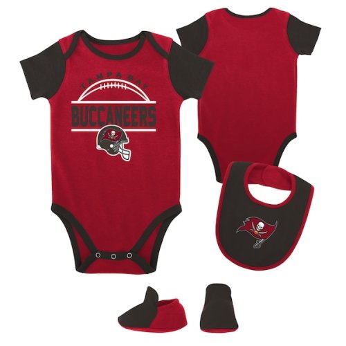 Tampa Bay Buccaneers Newborn & Infant Home Field Advantage Three-Piece Bodysuit, Bib & Booties Set - Red/Pewter