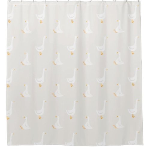 Watercolor Boho Goose Duck White Beige Nursery Shower Curtain | Zazzle