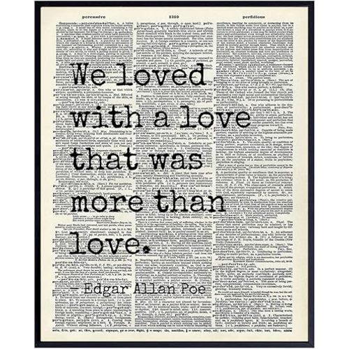 Edgar Allan Poe Quote Wall Art Decor - Gift for Wife, Girlfriend, Women, Her, Anniversary - 8x10 Dictionary Art Decoration for Living Room, Bedroom, Bathroom - UNFRAMED Annabel Lee Poem Poster Print