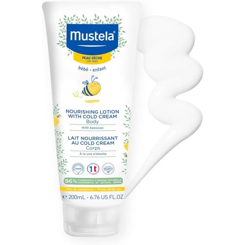 Mustela Baby Nourishing Lotion – Daily Body Lotion for Dry Skin - with Natural Avocado, Cold Cream & Beeswax - 6.76 fl. oz. - Packaging may vary
