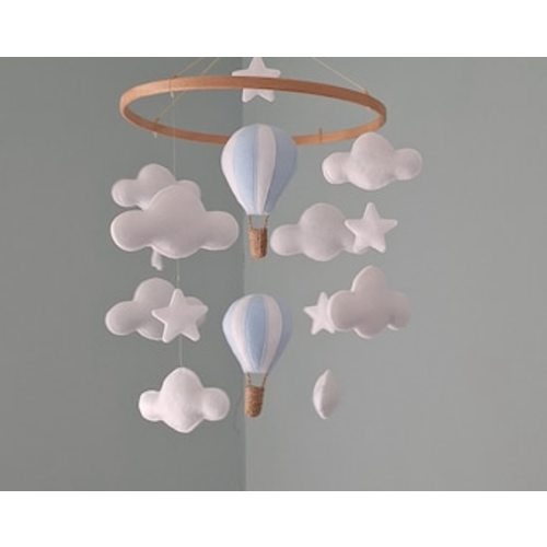 Hot Air Balloon Nursery Mobile: Felt Cloud and Star Decoration - Etsy