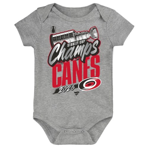 Newborn Carolina Hurricanes Fanatics Heather Gray 2026 Stanley Cup Champions Locker Room Bodysuit