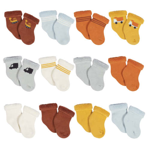 12-Pack Baby Boys Transportation Zone Terry Wiggle Proof® Socks – Gerber Childrenswear