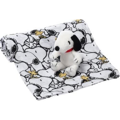 Snoopy Muslin Swaddle Blanket & Mini Plush Newborn Baby Gift Set