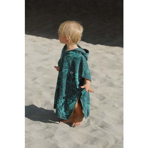Dark Blue Little Surfer Dude Terry Beach Towel Hoodie