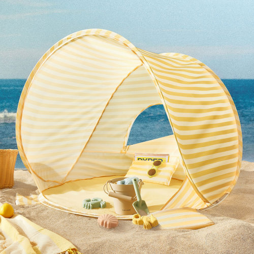 Tiny Land One-Stop Beach Toy & Tent Set - Pastel Yellow Stripes