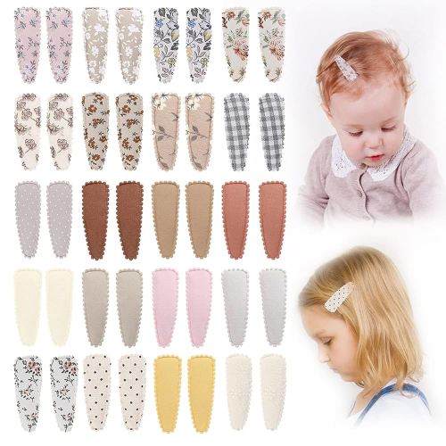 40pcs Baby Hair Clips Flower Patterns Snap Hair Clips Wrapped by Cloth Hair Pins Baby Girls Barrettes Hair Accessories for Baby Girls Infants Toddler Kids