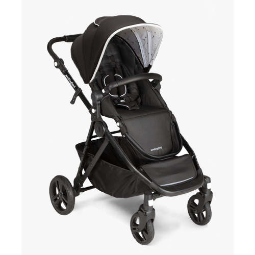 Mockingbird Single-to-Double Stroller | Black, Watercolor Drops, Matte Black with Black Leather
