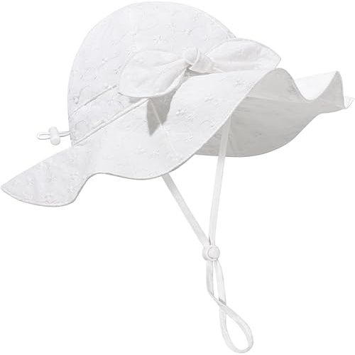 Baby Girl Sun Hat Summer Foldable Beach Hats with UPF50+ Sun Protection Wide Brim Toddler Bucket Hat Cap