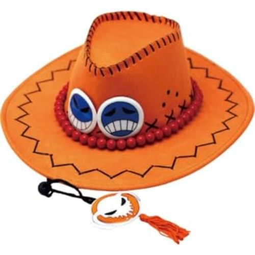 One Piece Cowboy Hat for Women Men Orange Cosplay Costume Hat Summer Cowgirls Hat Music Festival Travel Cap