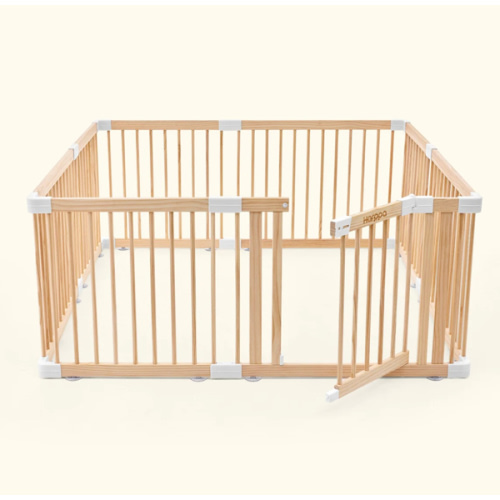 HARPPA Wooden Baby Gate Playpen | Non-Toxic Foldable DIY Adjustable Play Yard for Infants & Toddlers – Natural Finish Baby Fence for Small & Large Spaces