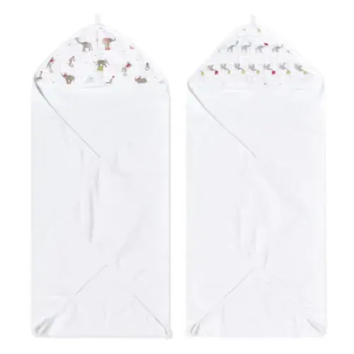 Elephant Circus Cotton Hooded Towel 2 Pack | aden + anais
