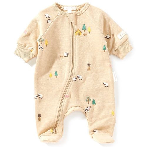 Purebaby Baby Organic Cotton Embroidered Fleece Footie Coverall