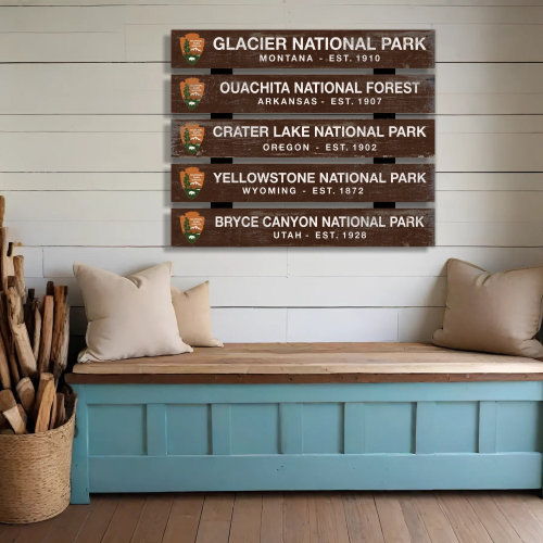 National Park Wood Sign – Rustic Vintage-Style Reproduction – Weathered and Distressed Mountain Lifestyle Cabin and Lodge Decor