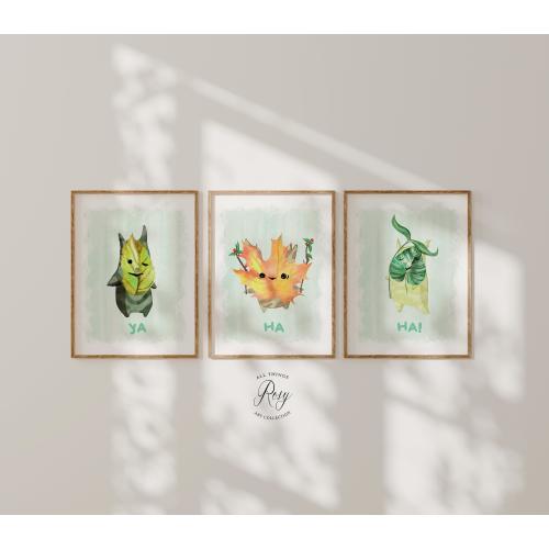 Whimsical Art Print Set: Koroks Ya Ha Ha Set of 3 Wall Prints