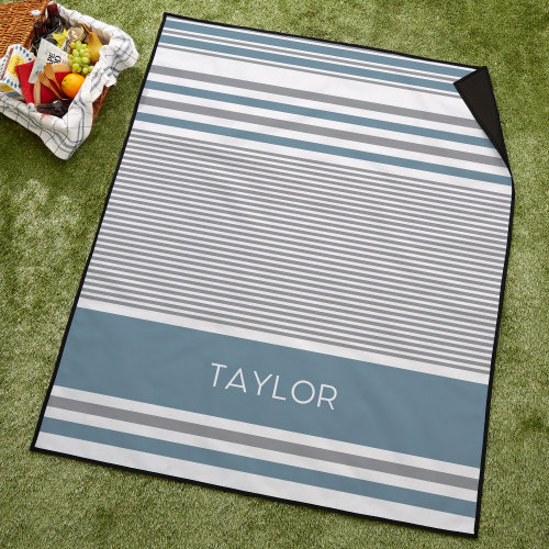 Custom Outdoor Picnic Blanket – Personalized Fleece Waterproof Blanket – Turkish Stripe Travel Mat for Beach, Park, or Camping