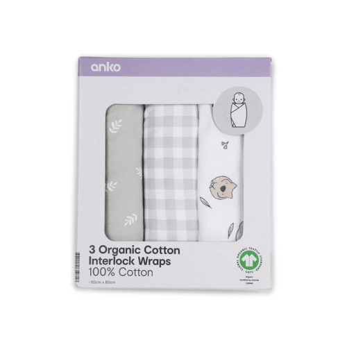 3 Pack Organic Cotton Interlock Wraps - Australiana