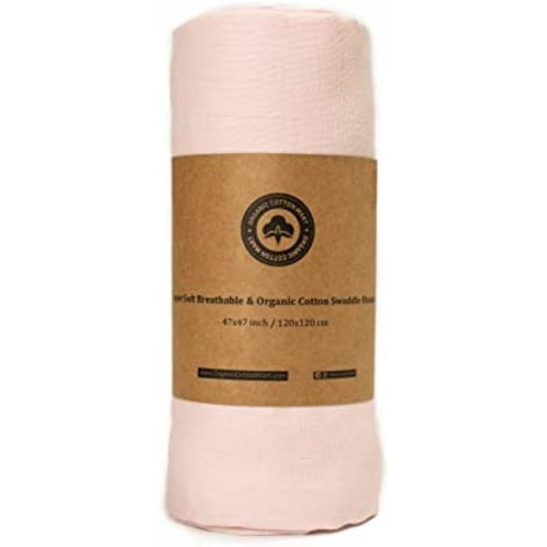 Swaddle Blankets for Bay Girls - Pink Muslin Swaddling Blanket - 100% Organic Cotton Baby Girl Muslin Swaddle Blanket - auze Swaddling Blankets and Baby Receiving Blanket - 47”x47”