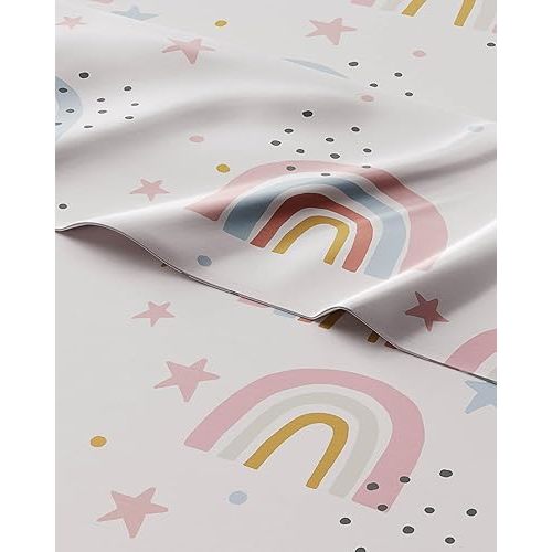 Kids Twin Size Rainbow Bed Sheets - 3 Piece Kids Rainbow Sheet Set - Star Theme Bedding - Ultra-Soft, Cute & Cozy - Breathable & Machine Washable - Colorful Bed Set for Boys, Girls, Teens & Toddlers