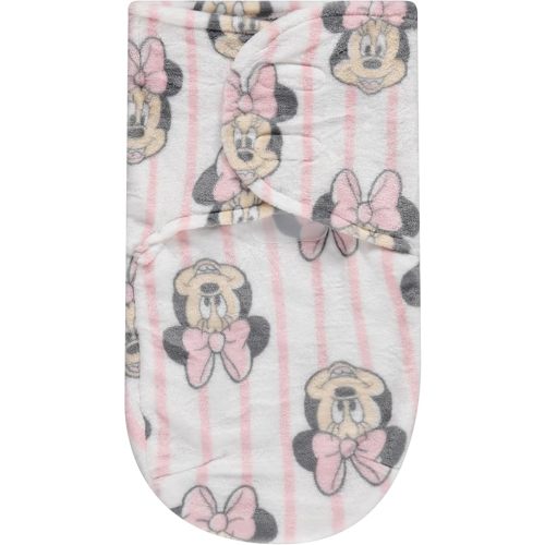 Disney Minnie Mouse Stripe Single Ply Baby Swaddle Sack, Easy Wrap Newborn Infant Swaddling Blanket, Soft Comfort Swaddler, Sleep/Hospital Swaddles for Newborns