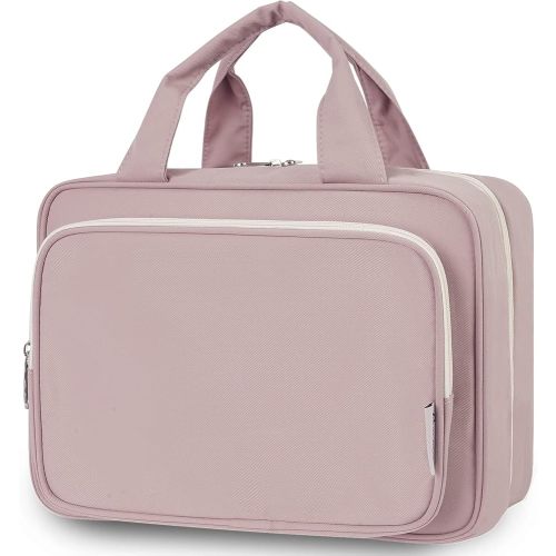 Travel Toiletry Bag for Women Large Hanging Makeup Bag Organizer Toiletries Bag for Full Size Essentials Accessories Cosmetics (Dusty Rose (Large))